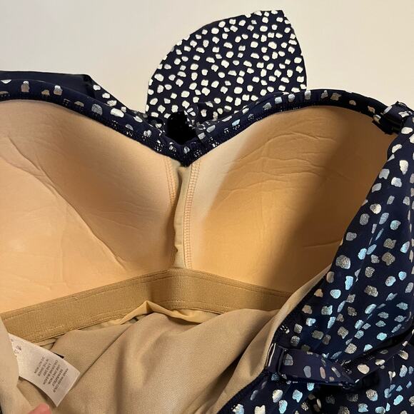 Swimsuits for All Size 16 NWT Mesh Drape One Piece Navy Metallic Silver - Picture 10 of 15